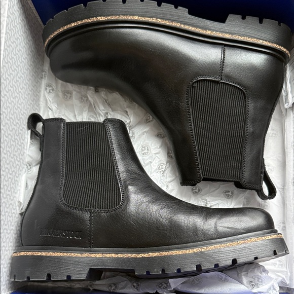 Birkenstock Shoes - Birkenstock Black Leather Chelsea Booties with Lug Sole